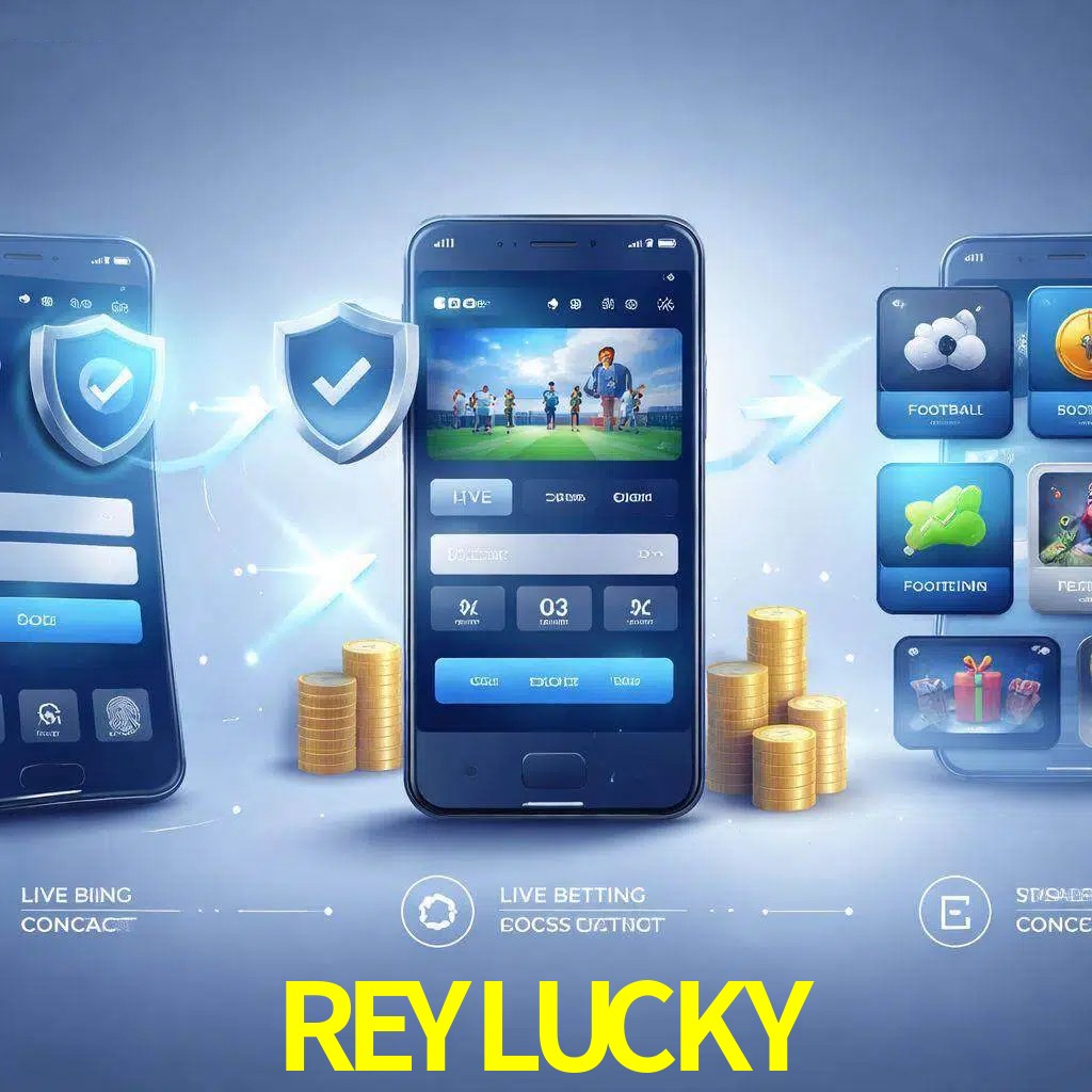 Pasos de acceso a la app REYLUCKY en pantalla de teléfono móvil